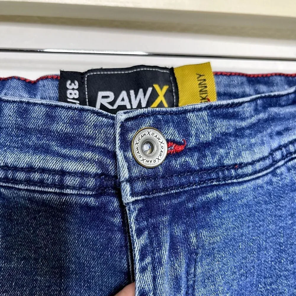 Raw X Skinny Jeans Mens 38x32 Actual 38x30 Medium Wash Stretch Denim Pockets